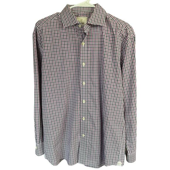 Todd Snyder gingham Check Button Shirt 16 32/33 Mens White Purple Preppy - Picture 2 of 8